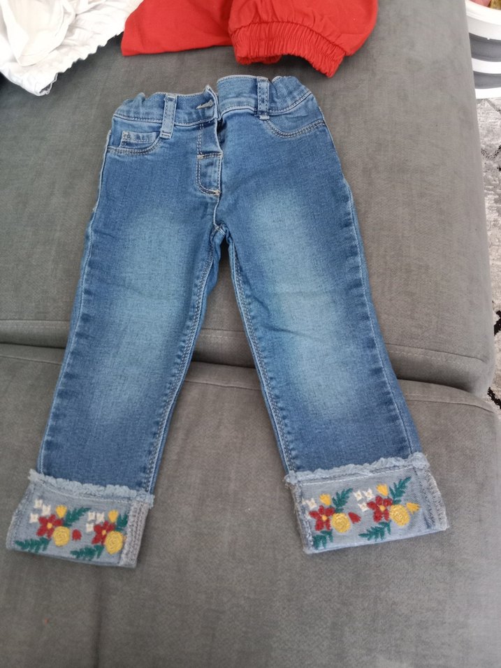 Düğmeli kız Çocuk Kot Pantolon - Görsel 4