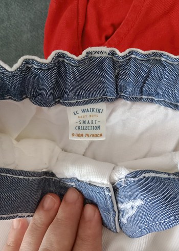 Erkek ve kız  Çocuk Kırmızı Düğmeli Pamuk Şort - Görsel 2