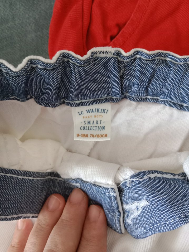 Erkek ve kız  Çocuk Kırmızı Düğmeli Pamuk Şort - Görsel 2