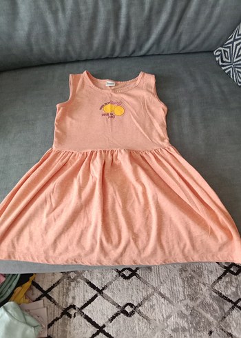 Turuncu Kolsuz Pamuklu Kız elbise - Görsel 3