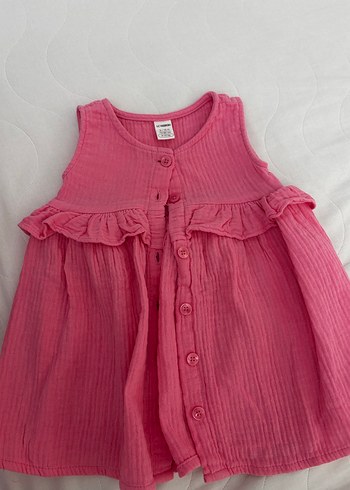 Kız Çocuk Pembe Fırfırlı Kolsuz Elbise