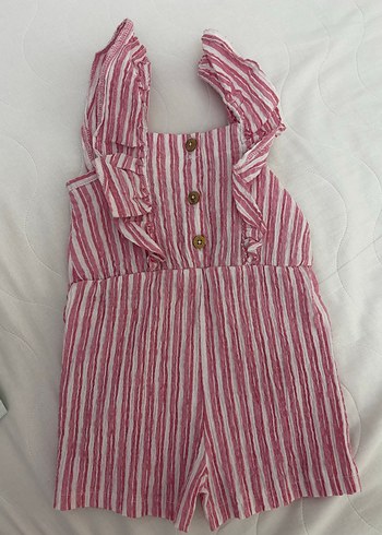 Kız Çocuk Pembe Çizgili Tulum