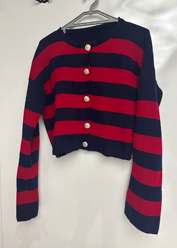 Kadın Renkli Çizgili Düğmeli Hırka - Görsel 3