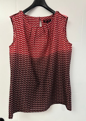 Kırmızı Pilili Kolsuz Bluz - Görsel 2