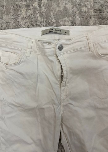 Beyaz Kadın Pamuklu Normal Boy Jean - Görsel 3