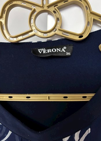 Uzun Kollu Lacivert Desenli Kadın Elbise - Görsel 5