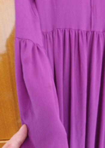 Uzun Mor Fırfırlı Bohem Elbise - Görsel 3