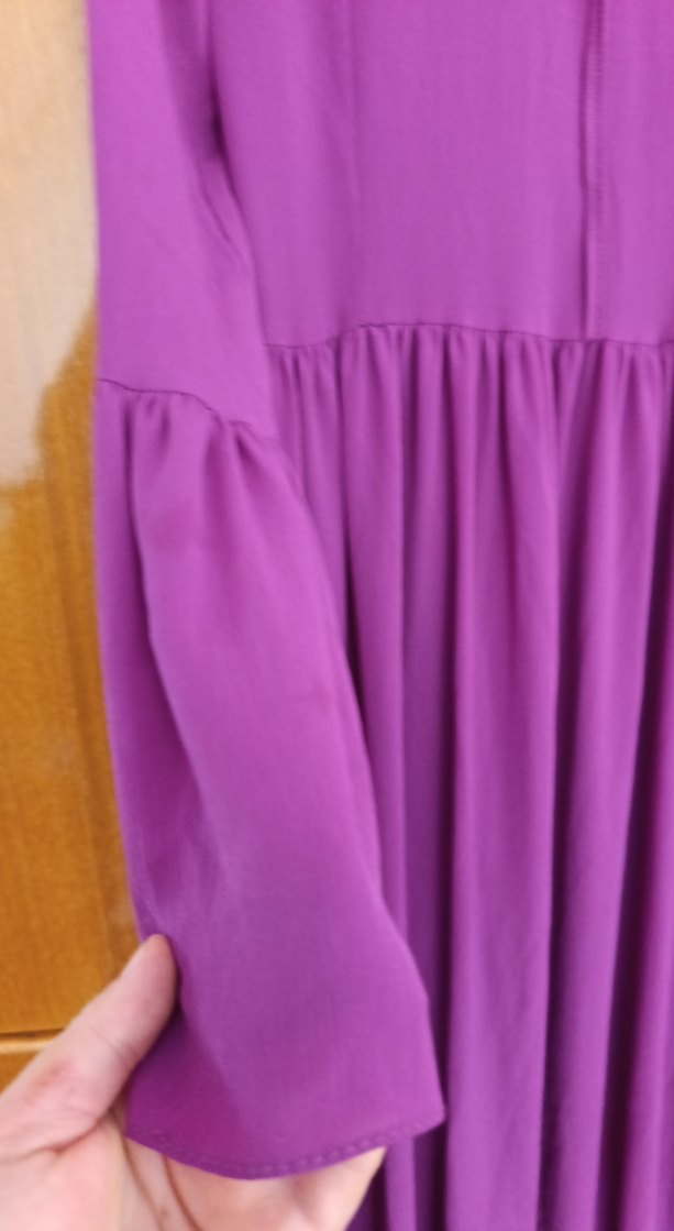 Uzun Mor Fırfırlı Bohem Elbise - Görsel 3