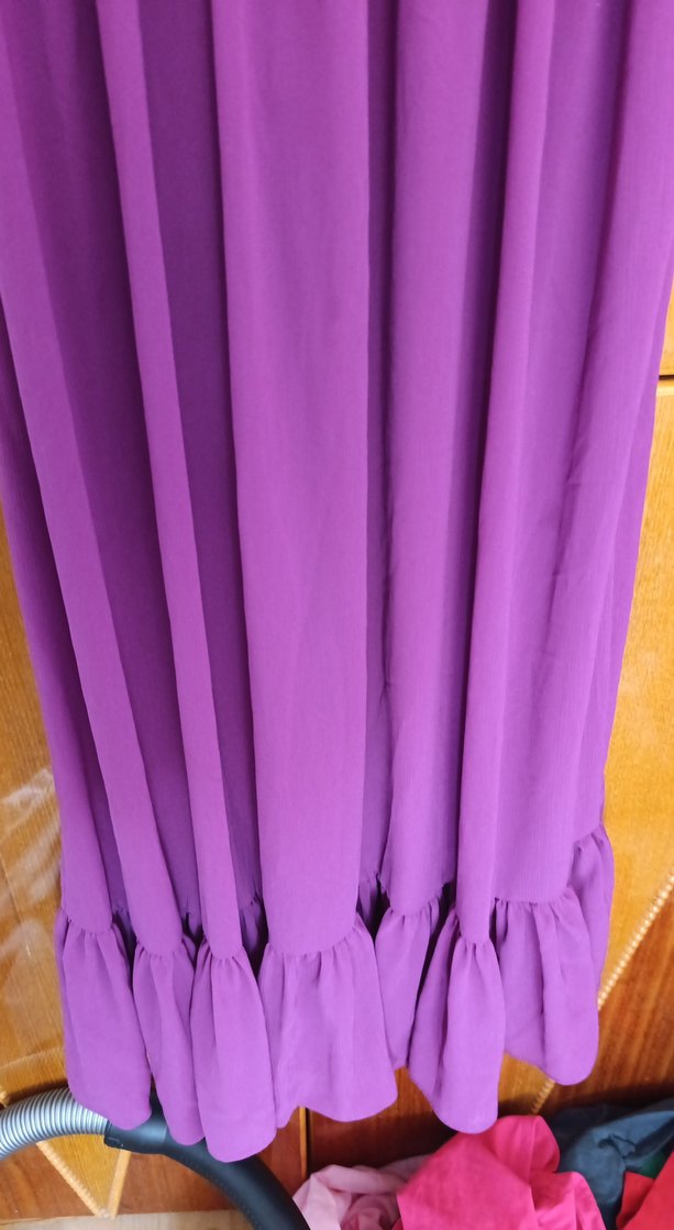 Uzun Mor Fırfırlı Bohem Elbise - Görsel 2