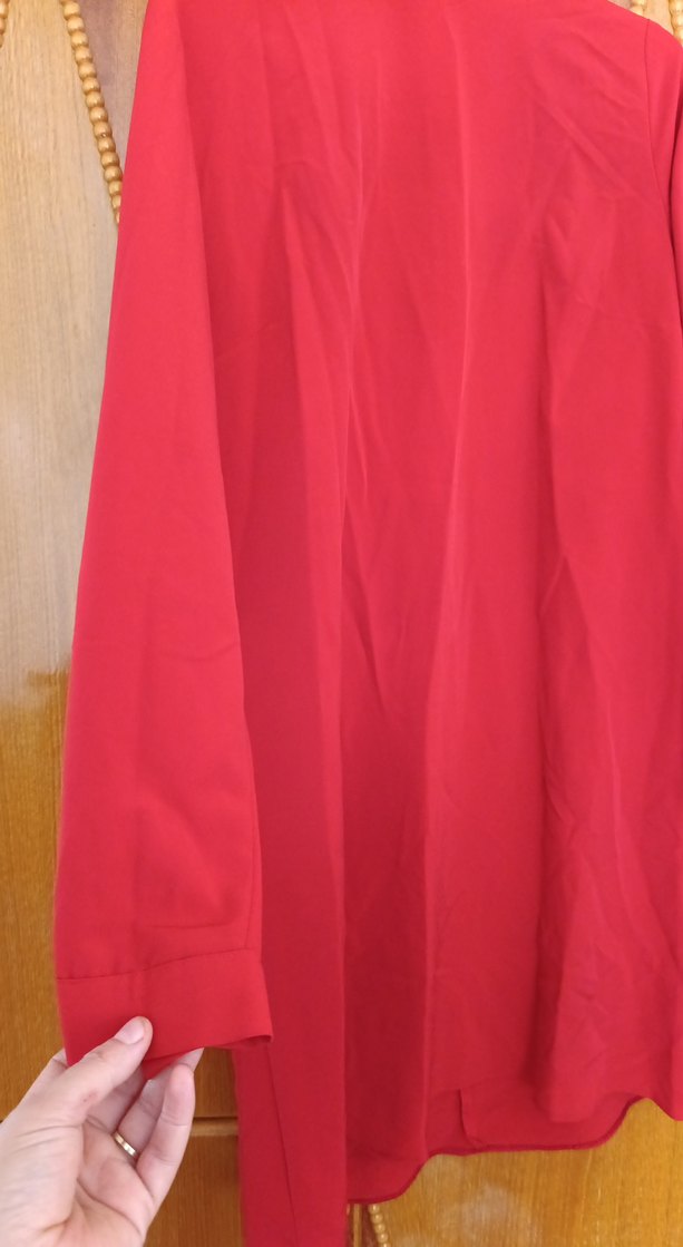 Kırmızı Uzun Kollu Midi Tunik - Görsel 2