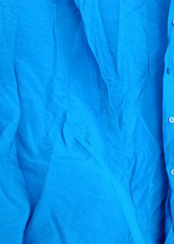 Mavi Keten Salaş Kısa Kollu Gömlek - Görsel 2