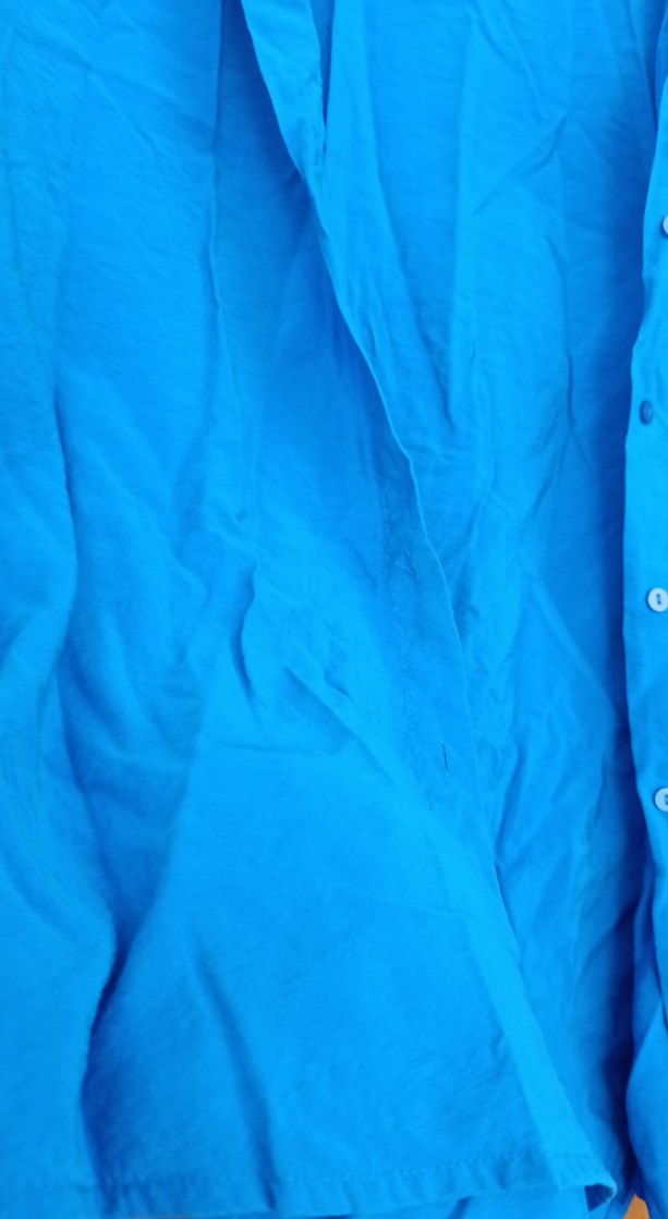 Mavi Keten Salaş Kısa Kollu Gömlek - Görsel 2