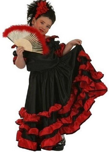 İspanyol Flemenko Kız Çocuk Kostüm Elbise