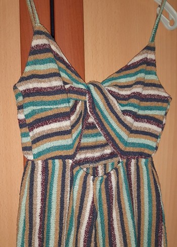 Çok Renkli Bohem Kadın Mini Tulum - Görsel 3