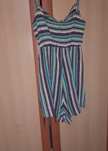 Çok Renkli Bohem Kadın Mini Tulum - Görsel 7