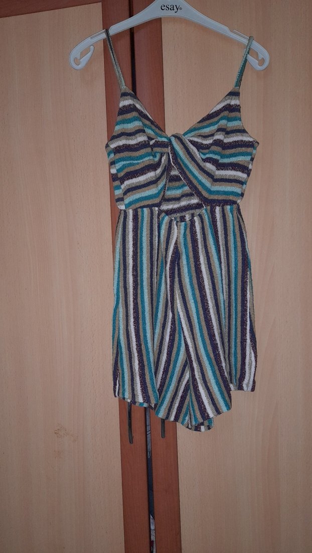 Çok Renkli Bohem Kadın Mini Tulum - Görsel 2