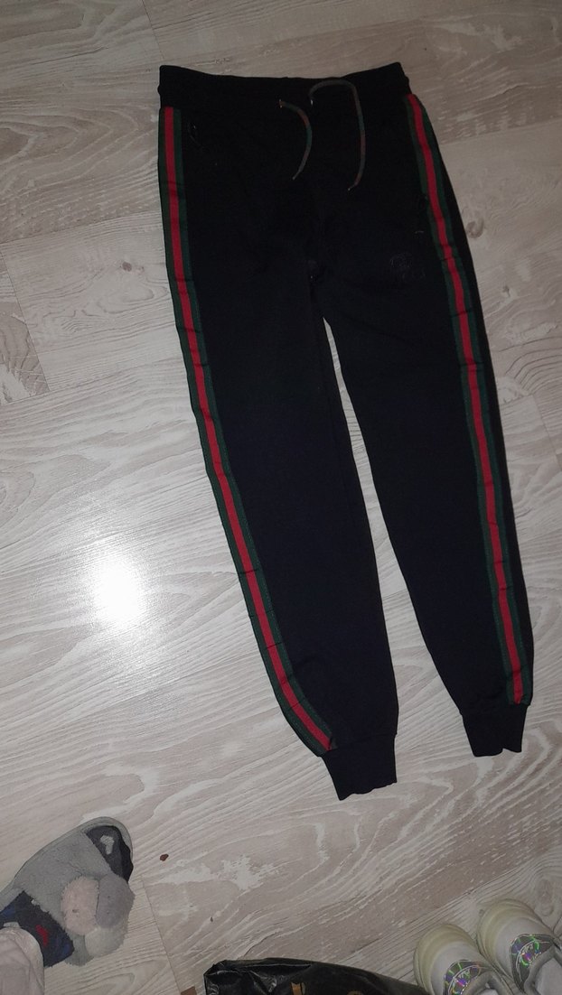 bay bayan giyebilir Siyah Nakışlı Eşofman Altı - Görsel 2