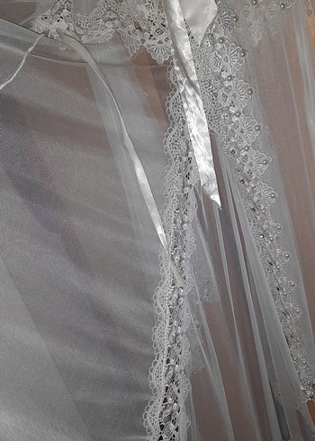 Uzun Beyaz Nakışlı Bohem Kadın Sabahlık taşlı - Görsel 11