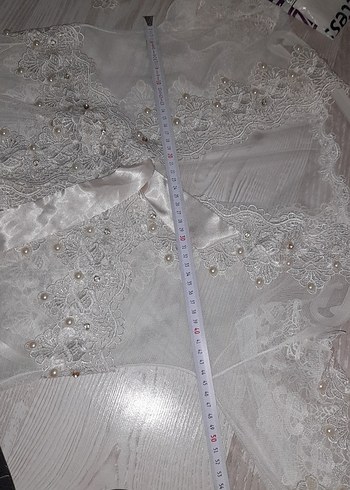 Uzun Beyaz Nakışlı Bohem Kadın Sabahlık taşlı - Görsel 17