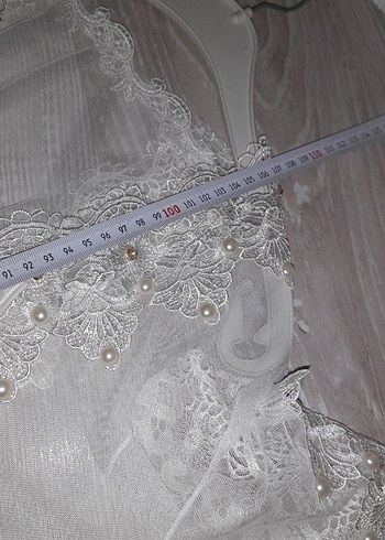 Uzun Beyaz Nakışlı Bohem Kadın Sabahlık taşlı - Görsel 19