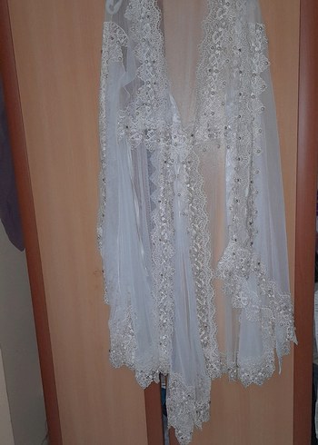 Uzun Beyaz Nakışlı Bohem Kadın Sabahlık taşlı - Görsel 13