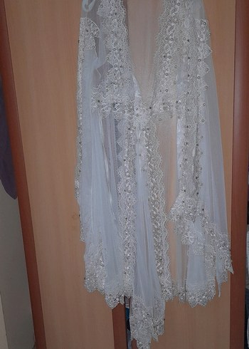 Uzun Beyaz Nakışlı Bohem Kadın Sabahlık taşlı - Görsel 14