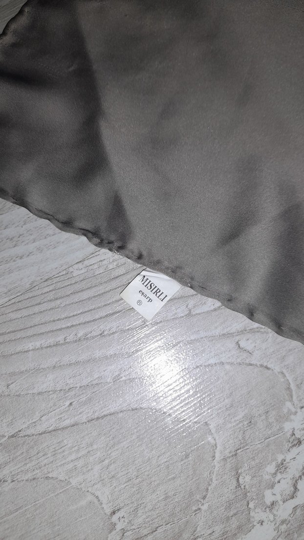 Bej Kadın Drapeli Minimalist eşarp gümüş yakın rengi - Görsel 5