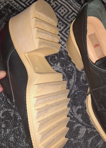 Siyah Platform Topuklu Kadın Oxfords - Görsel 6