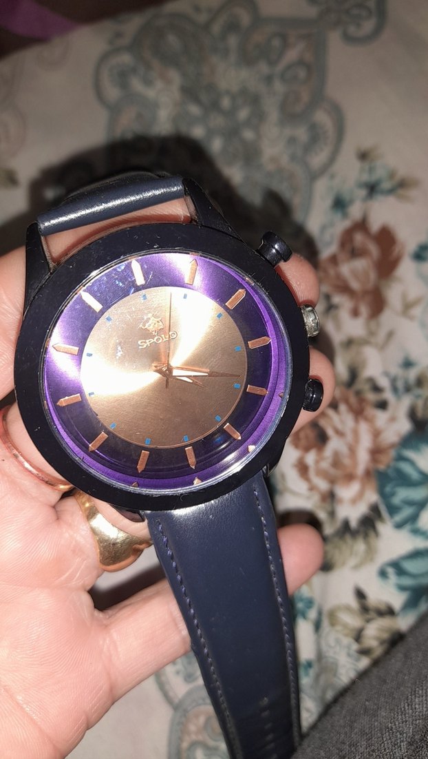 Koyu Mavi Deri Kayışlı Erkek Saat - Görsel 4