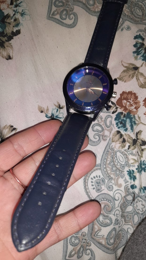 Koyu Mavi Deri Kayışlı Erkek Saat - Görsel 5