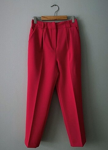 xs Beden pembe Renk Zara yüksek bel kumaş pantolon 