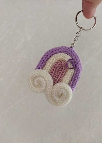 Renkli Gökkuşağı Modelli Tricotin Örgü Bohem Anahtarlık - Görsel 4