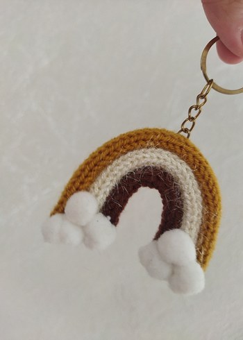 Renkli Gökkuşağı Modelli Tricotin Örgü Bohem Anahtarlık - Görsel 7