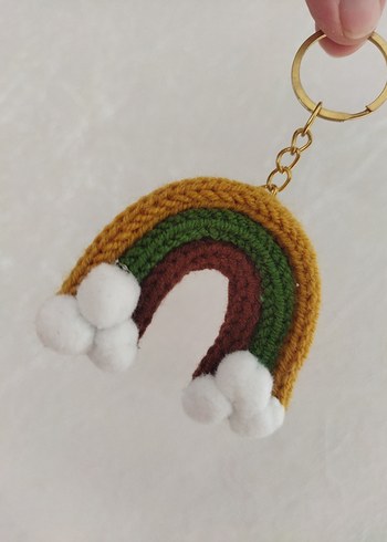 Renkli Gökkuşağı Modelli Tricotin Örgü Bohem Anahtarlık - Görsel 5