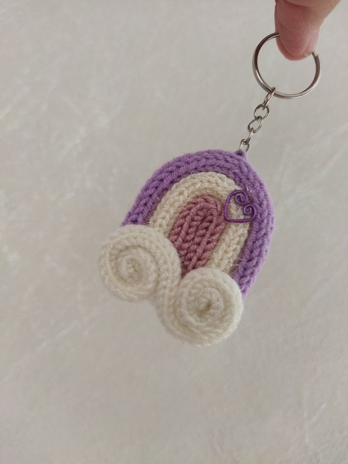 Renkli Gökkuşağı Modelli Tricotin Örgü Bohem Anahtarlık - Görsel 4