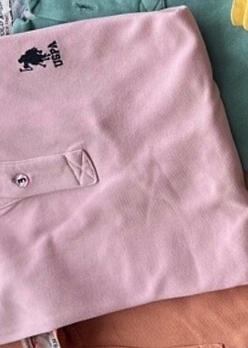 Pembe Polo Tişört, Kısa Kollu, Düğmeli Yaka