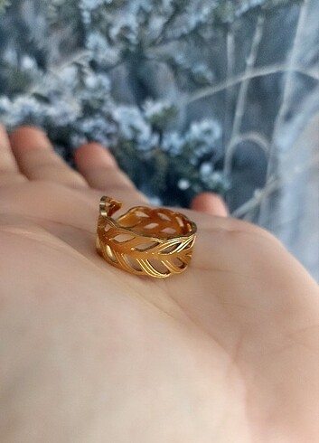 Diğer Yaprak desenli çelik Gold yüzük