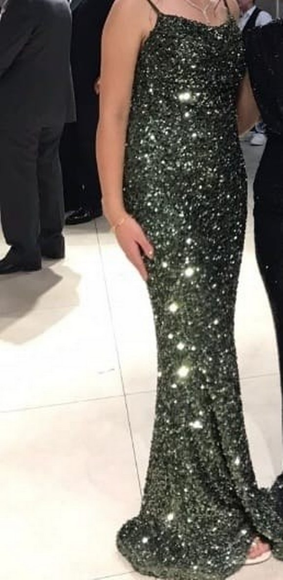 Parlak Yeşil Uzun Abiye Elbise - Görsel 3