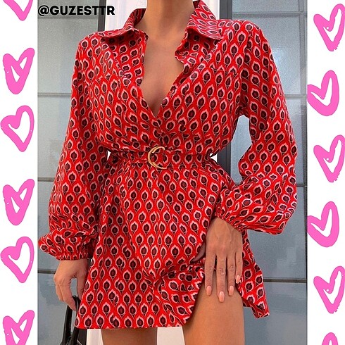 Zara ZARA Model Kırmızı Kemerli Elbise