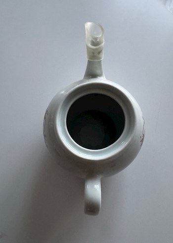 Beyaz Çiçek Desenli Seramik Demlik - Görsel 2