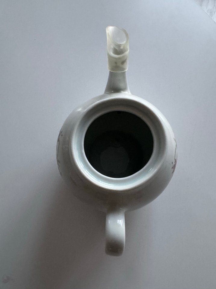 Beyaz Çiçek Desenli Seramik Demlik - Görsel 2