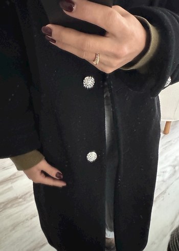 Zara Siyah Midi Kadın Kaban - Görsel 2