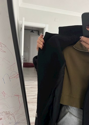 Zara Siyah Midi Kadın Kaban - Görsel 3