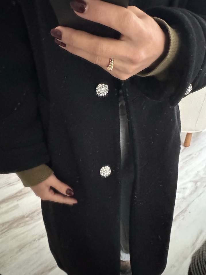 Zara Siyah Midi Kadın Kaban - Görsel 2