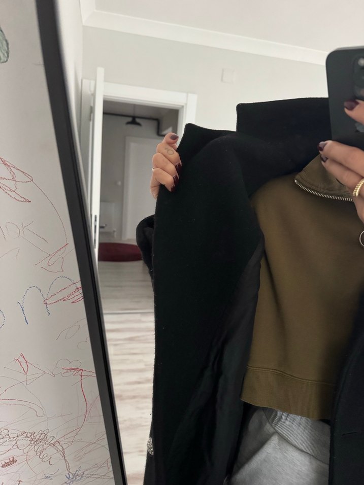 Zara Siyah Midi Kadın Kaban - Görsel 3