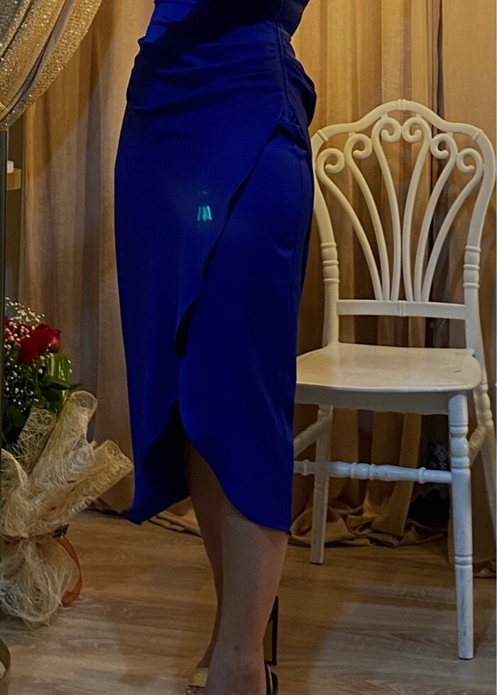 Saks mavisi gece elbisesi - Görsel 3