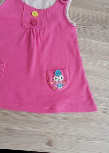 Diğer Düğmeli Pembe Kız Çocuk Kolsuz Elbise