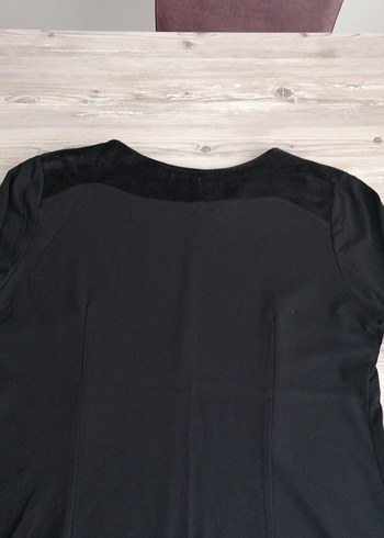 Uzun Kollu Siyah Nakışlı elbise, kışlık elbise - Görsel 6