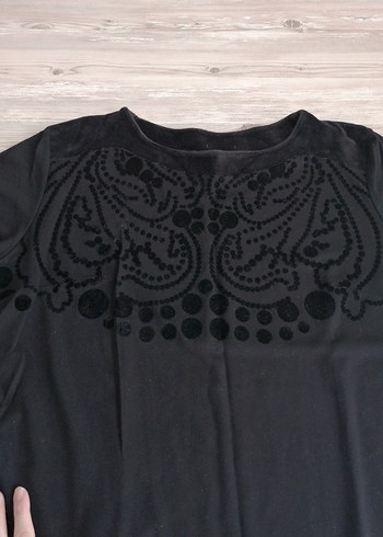 Uzun Kollu Siyah Nakışlı elbise, kışlık elbise - Görsel 10