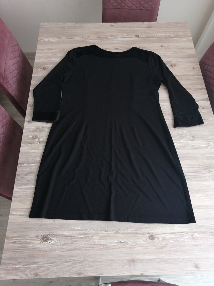 Uzun Kollu Siyah Nakışlı elbise, kışlık elbise - Görsel 5